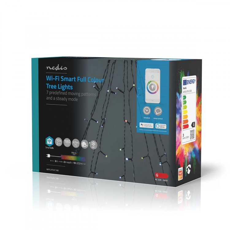 Nedis SmartLife-kerstverlichting | Boom | Wi-Fi | RGB | 180 LED\'s | 10 x 2 m | Android™ / IOS