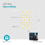 Nedis SmartLife-kerstverlichting | Net | Wi-Fi | Warm Wit | 280 LED\'s | 3.00 m | 3 x 2 m | Android™ / IOS