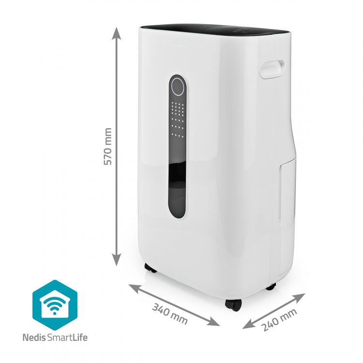 Nedis SmartLife Luchtontvochtiger | Wi-Fi | 20 l/Dag | Ontvochtiging / Continu / Was drogen / Ventilatie | Android™ / IOS | Regelbare hygrostaat | 195 m³/h