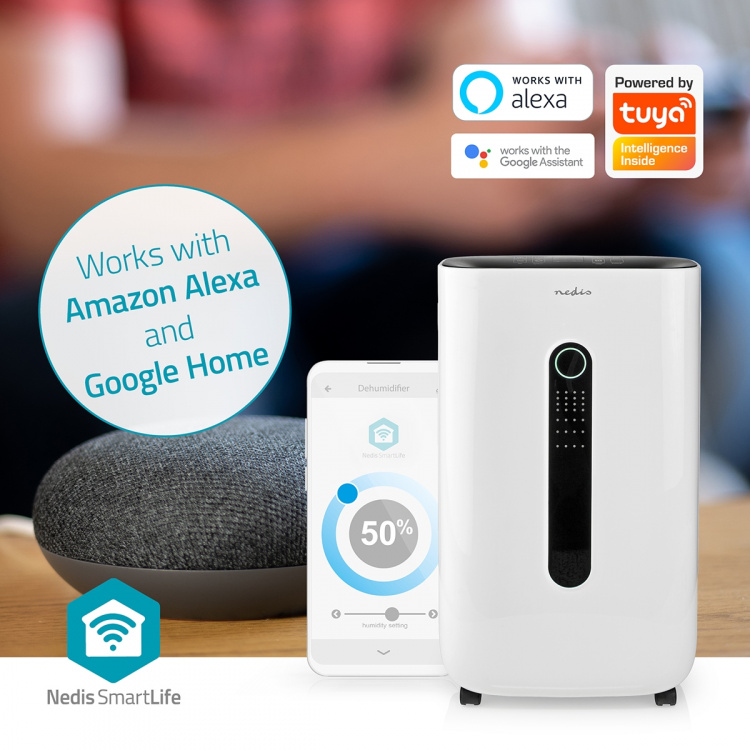 Nedis SmartLife Luchtontvochtiger | Wi-Fi | 20 l/Dag | Ontvochtiging / Continu / Was drogen / Ventilatie | Android™ / IOS | Regelbare hygrostaat | 195 m³/h