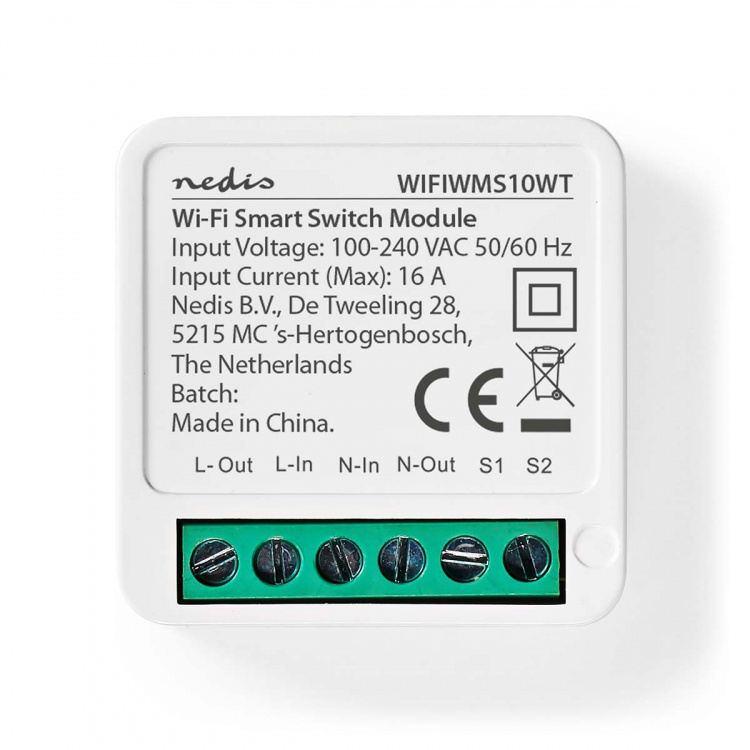Nedis SmartLife inbouwmodule | Schakelaar | 3680 W | Kroonsteen | App beschikbaar voor: Android™ / IOS