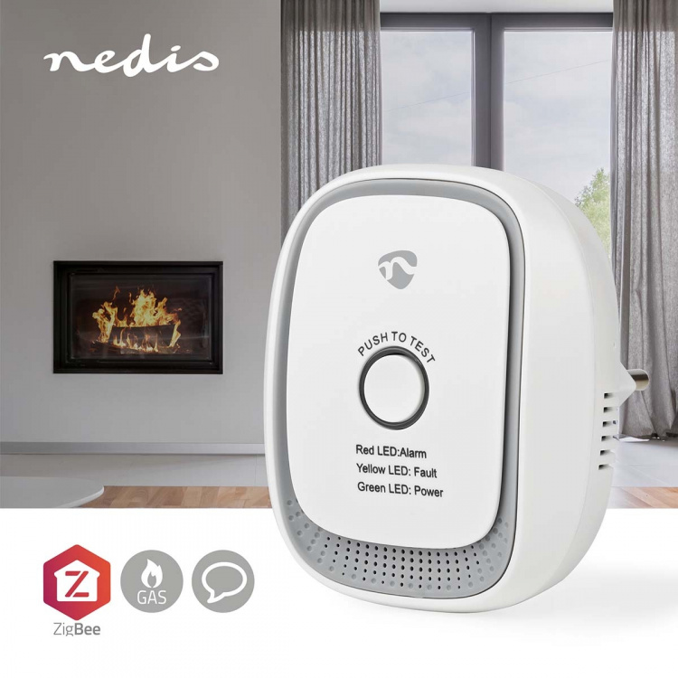 Nedis SmartLife Gasdetector | Zigbee 3.0 | Netvoeding | Levenscyclus sensor: 5 Jaar | EN 50194-1:2009 | Android™ / IOS | Met testknop | 75 dB | Wit