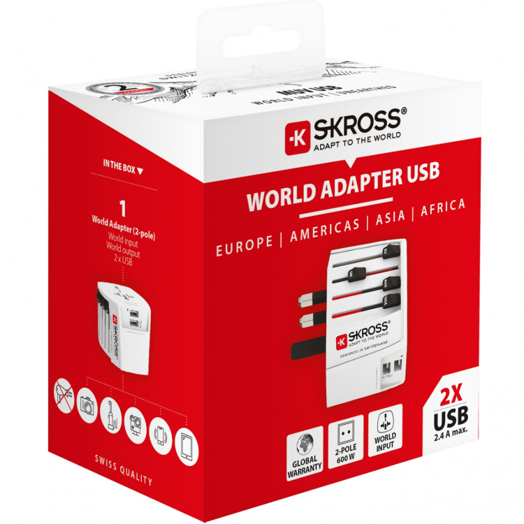 SKROSS World Adapter MUV 2xUSB (2,4A) Vit SKROSS World Adapter MUV 2xUSB (2,4A) Vit