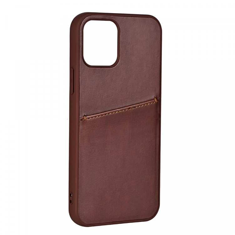 Backcover PU 1 Card iPhone 13 Mini Brown