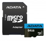 ADATA 64GB MicroSDXC minneskort med SD-adapter, UHS-I, Klass 10, A1, B
