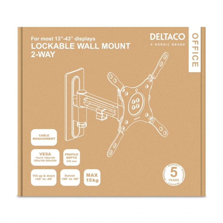 DELTACO Office Lockable 2-way Monitor Mount,13