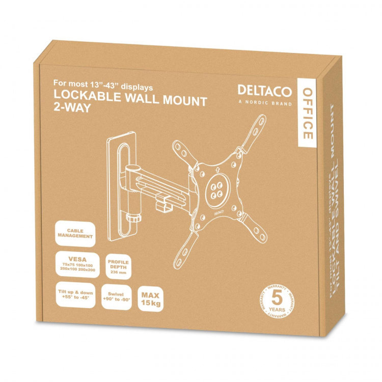 DELTACO Office Lockable 2-way Monitor Mount,13