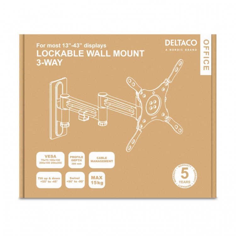DELTACO Office Lockable 3-way Monitor Mount,13