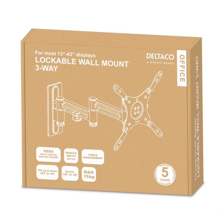 DELTACO Office Lockable 3-way Monitor Mount,13