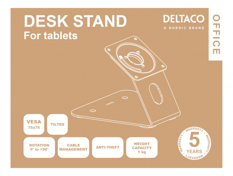 DELTACO Office Table desk stand tilted VESA 75x75, 100x100 White