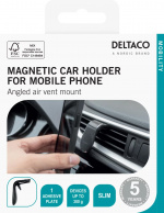 DELTACO magnetic car holder, angled air vent mount, for mobile, black