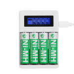 DELTACO Ultieme Ni-Mh USB-oplader met 4 x AA-batterijen