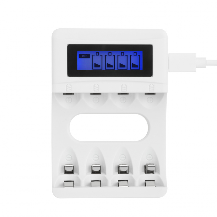 DELTACO Ultieme Ni-Mh USB-oplader met 4 x AA-batterijen