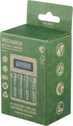 DELTACO Ultieme Ni-Mh USB-oplader met 4 x AA-batterijen