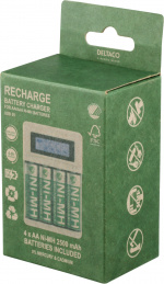 DELTACO Ultieme Ni-Mh USB-oplader met 4 x AA-batterijen