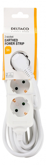 DELTACO outlet 3xCEE 7/3 1xCEE 7/7 5m white