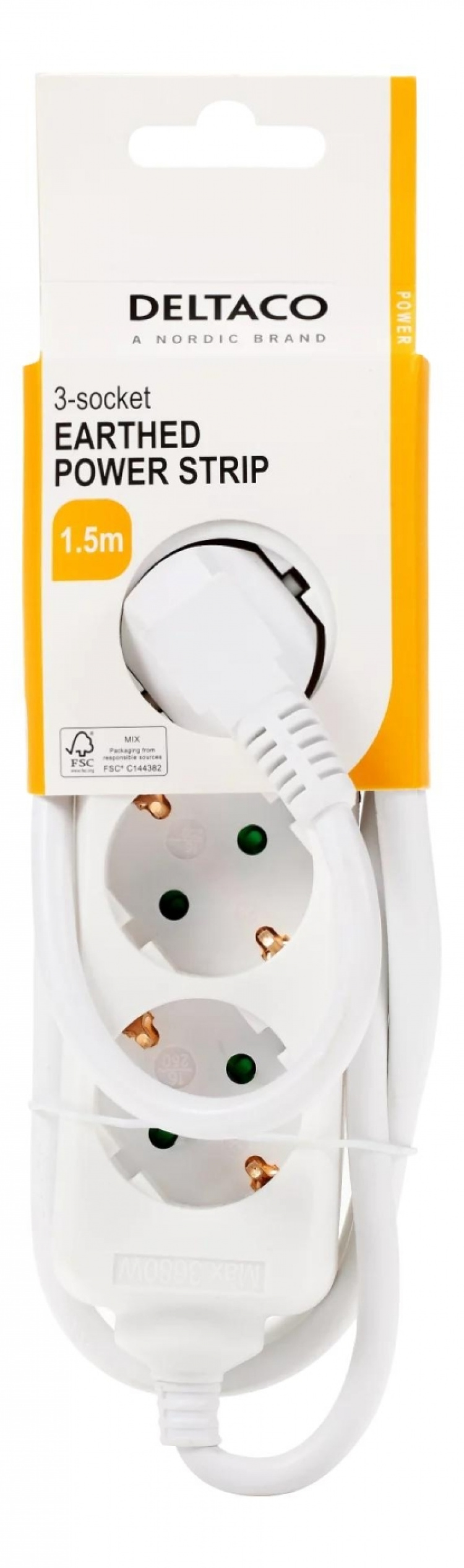 DELTACO outlet 3xCEE 7/3 1xCEE 7/7 1,5m white DELTACO outlet 3xCEE 7/3 1xCEE 7/7 1,5m white
