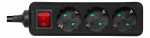 DELTACO outlet 3xCEE 7/3 1xCEE 7/7 switch 3m black