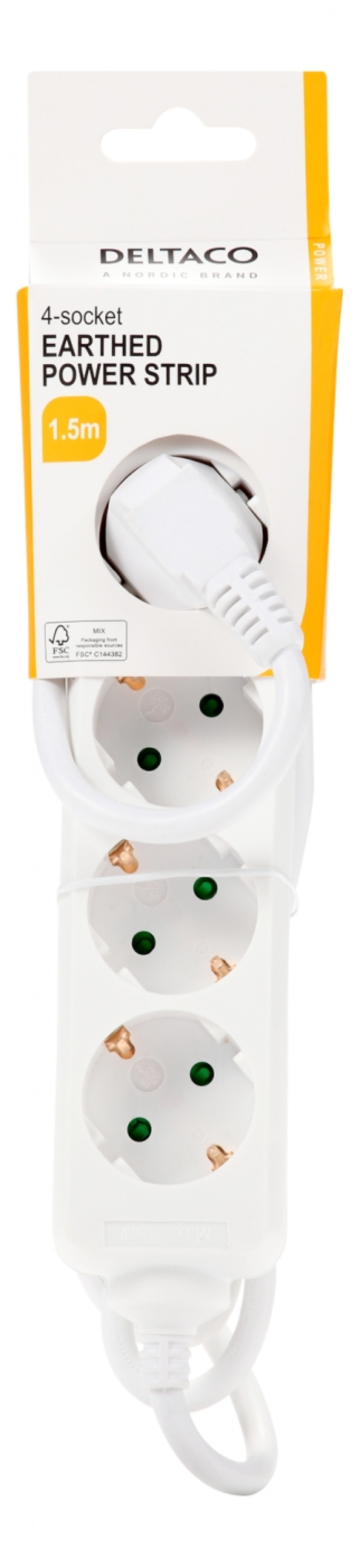 DELTACO outlet 4xCEE 7/3 1xCEE 7/7 1,5m white