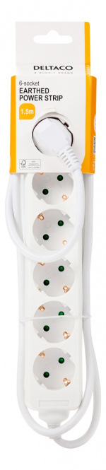DELTACO outlet 6xCEE 7/3 1xCEE 7/7 1,5m white DELTACO outlet 6xCEE 7/3 1xCEE 7/7 1,5m white