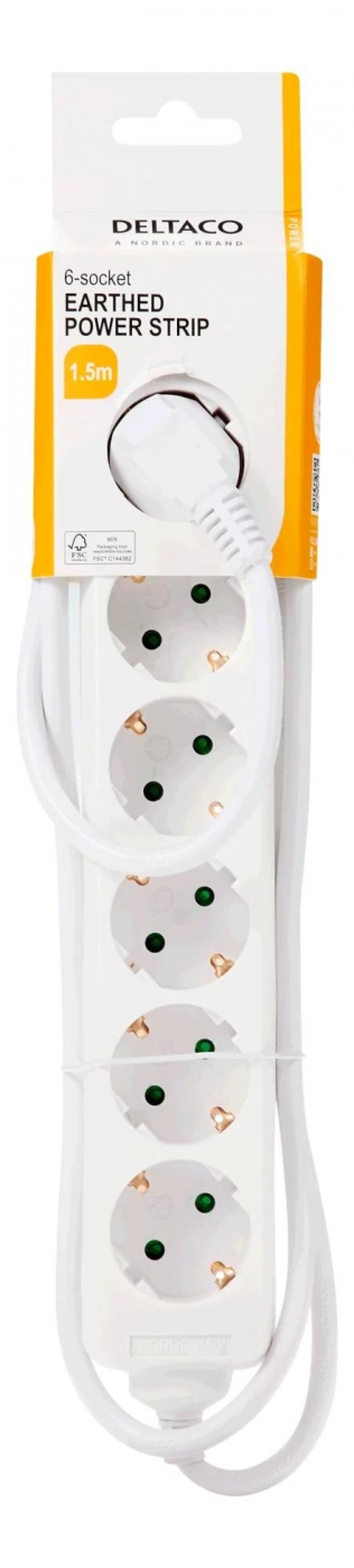 DELTACO outlet 6xCEE 7/3 1xCEE 7/7 1,5m white DELTACO outlet 6xCEE 7/3 1xCEE 7/7 1,5m white