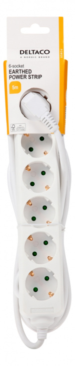 DELTACO outlet 6xCEE 7/3 1xCEE 7/7 5m white DELTACO outlet 6xCEE 7/3 1xCEE 7/7 5m white