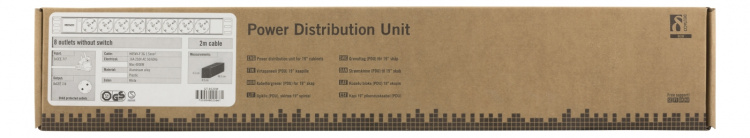 DELTACO Grenuttag, 8xCEE 7/4, 1xCEE 7/7, 2m kabel, vit