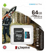 Kingston 64GB microSDXC Canvas Go Plus 170R A2 U3 V30 Card + ADP Kingston 64GB microSDXC Canvas Go Plus 170R A2 U3 V30 Card + ADP