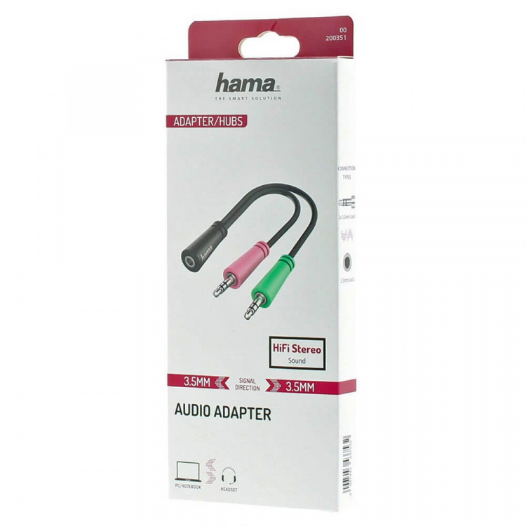 Hama Audio-adapter 3,5 vrouw naar 2x 3,5 man