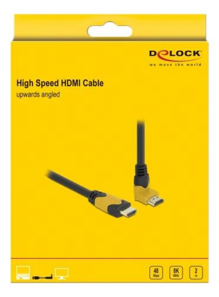 Delock High Speed HDMI cable male-male 90° up 48 Gbps 8K 60 Hz 2 m