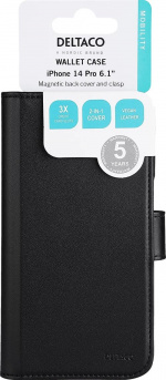 DELTACO iPhone 14 Pro wallet case 2-in-1, magnetic back cover