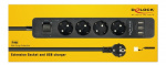 DE-LOCK Grenuttag med 4x CEE 7/3, 3x USB Type-A portar, petskydd, strö