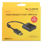 Delock Adapter Displayport 1.2 hane till HDMI hona, 4K, aktiv, svart