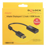 Delock Adapter Displayport 1.2 hane till HDMI hona, 4K, passiv, svart