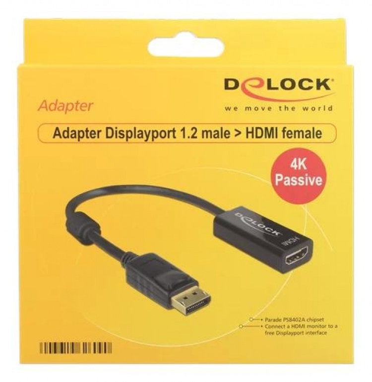 Delock Adapter Displayport 1.2 hane till HDMI hona, 4K, passiv, svart