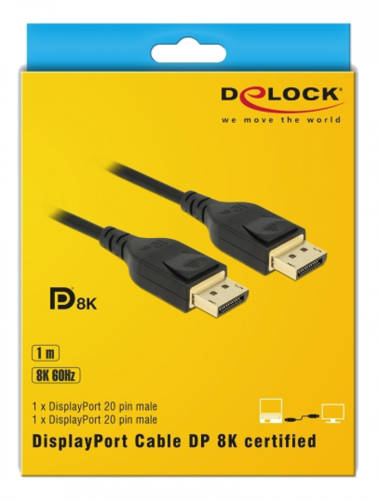 DisplayPort cable 8K 60 Hz 1m DP 8K certified DisplayPort cable 8K 60 Hz 1m DP 8K certified