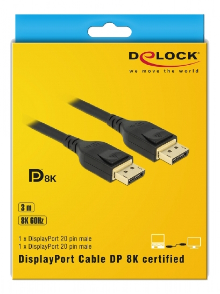 DisplayPort cable 8K 60 Hz 3m DP 8K certified