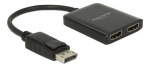 Delock DisplayPort 1.2 Splitter 1 x DisplayPort in > 2 x HDMI out 4K 30 Hz, svart