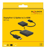 Delock DisplayPort 1.2 Splitter 1 x DisplayPort in > 2 x HDMI out 4K 30 Hz, svart