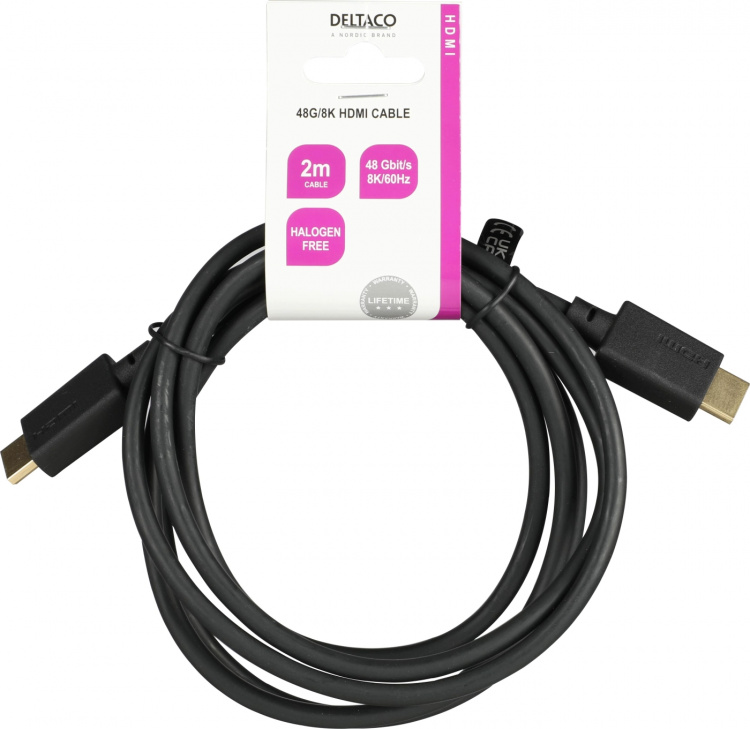DELTACO Ultra High Speed HDMI-kabel, 2m, eARC, QMS, 8K 60Hz, 4K 120Hz, LSZH, svart DELTACO Ultra High Speed HDMI-kabel, 2m, eARC, QMS, 8K 60Hz, 4K 120Hz, LSZH, svart