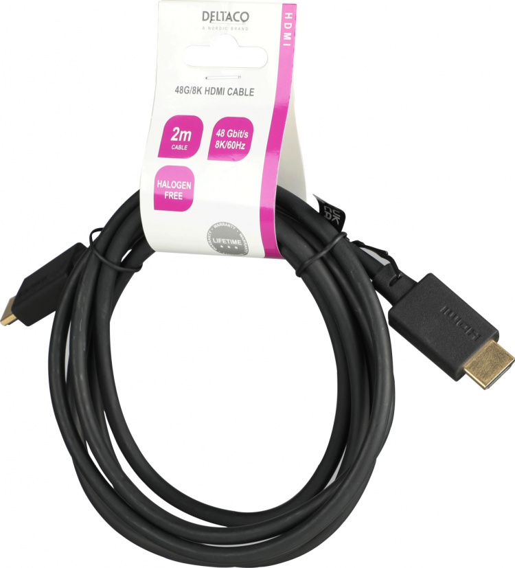 DELTACO Ultra High Speed HDMI-kabel, 2m, eARC, QMS, 8K 60Hz, 4K 120Hz, LSZH, svart DELTACO Ultra High Speed HDMI-kabel, 2m, eARC, QMS, 8K 60Hz, 4K 120Hz, LSZH, svart