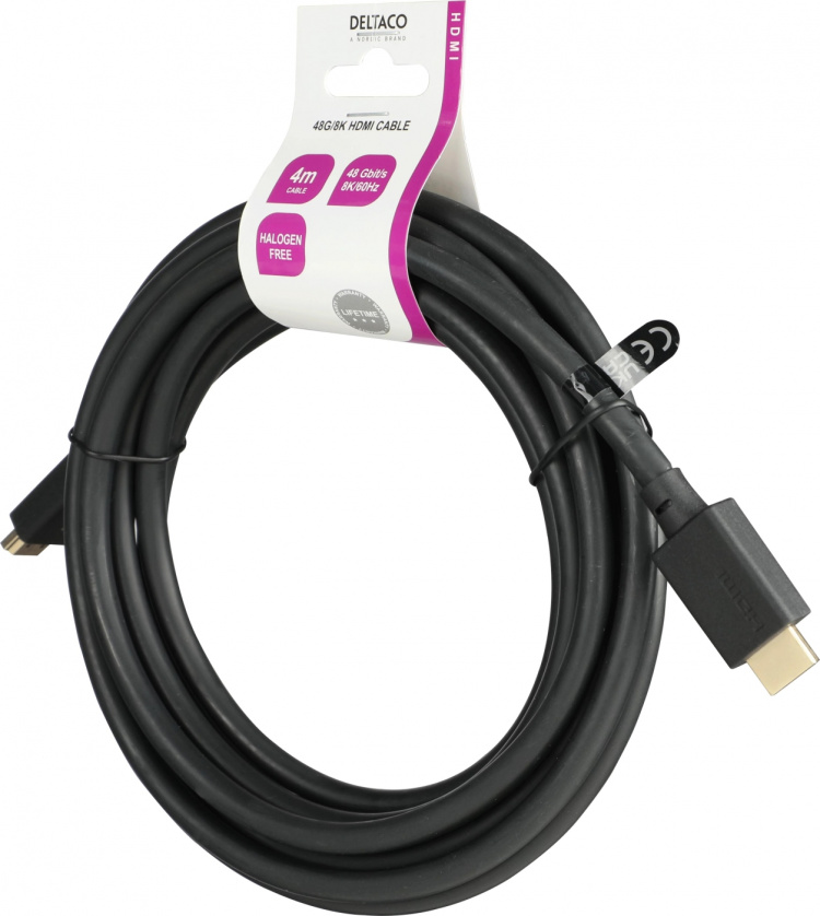 DELTACO Ultra High Speed HDMI-kabel, 4m, eARC, QMS, 8K 60Hz, 4K 120Hz, LSZH, svart DELTACO Ultra High Speed HDMI-kabel, 4m, eARC, QMS, 8K 60Hz, 4K 120Hz, LSZH, svart