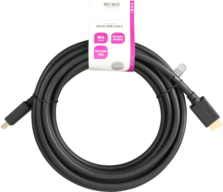 DELTACO Ultra High Speed HDMI-kabel, 4m, eARC, QMS, 8K 60Hz, 4K 120Hz, LSZH, svart DELTACO Ultra High Speed HDMI-kabel, 4m, eARC, QMS, 8K 60Hz, 4K 120Hz, LSZH, svart