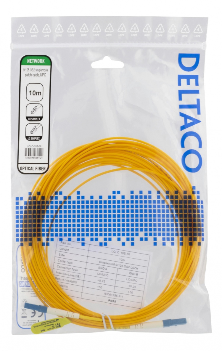 DELTACO OS2 fiberkabel LC – LC, simplex, singlemode, UPC, 9/125, 10m DELTACO OS2 fiberkabel LC – LC, simplex, singlemode, UPC, 9/125, 10m