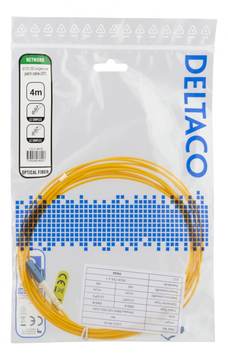 DELTACO OS2 fiberkabel LC – LC, simplex, singlemode, UPC, 9/125, 4m DELTACO OS2 fiberkabel LC – LC, simplex, singlemode, UPC, 9/125, 4m