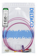 DELTACO Fiberkablage, 2m, LC-ST Duplex, 50/125, rosa