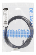 DELTACO S/FTP Cat6 patchkabel, 2m, 250MHz, UV-resistent, svart