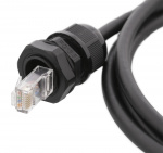 DELTACO S/FTP Cat6a patchkabel, 5m, IP68, PG13.5, svart