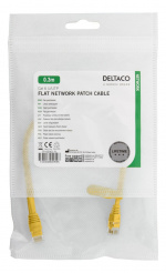 DELTACO U/UTP Cat6 patchkabel, flat, 0,3m, 250MHz, gul