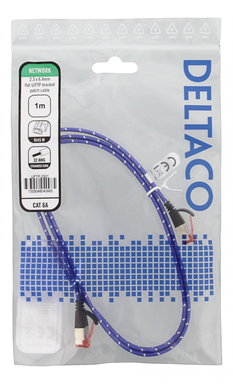 DELTACO U/FTP Tough Flat Cat6a patchkabel, 1m, flertrådig kärna, 2,3x6 DELTACO U/FTP Tough Flat Cat6a patchkabel, 1m, flertrådig kärna, 2,3x6